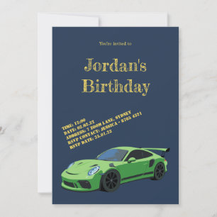 Green Sports Voiture Invitation Anniversaire