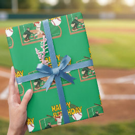 Green Sporty Baseball Geburtstagsparty Geschenk Geschenkpapier