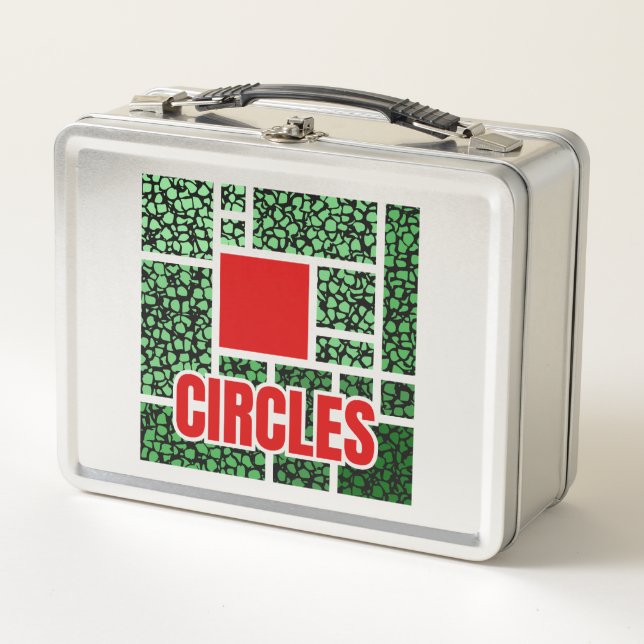 Green Spotted Abstraction with Red Accents Metall Brotdose (Vorderseite)