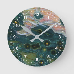 Green Spotted Ocean Jasper Runde Wanduhr