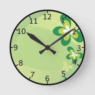 Green Spring Flower Runde Wanduhr