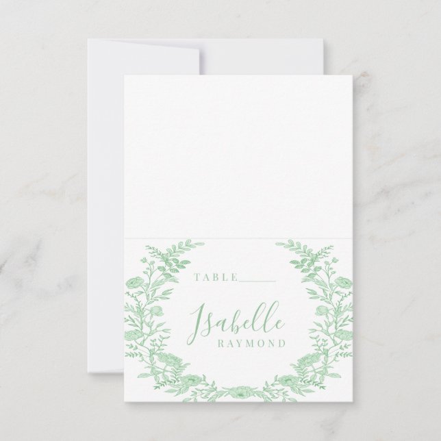 Green spring toile mariage cartes de place (Devant)
