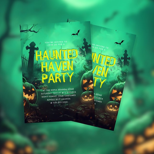 Green Spuk Haven Halloween-Party Einladung (Von Creator hochgeladen)
