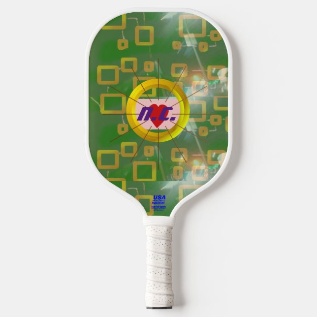 Green Squares Geometric Pickleball Paddle (Vorderseite)