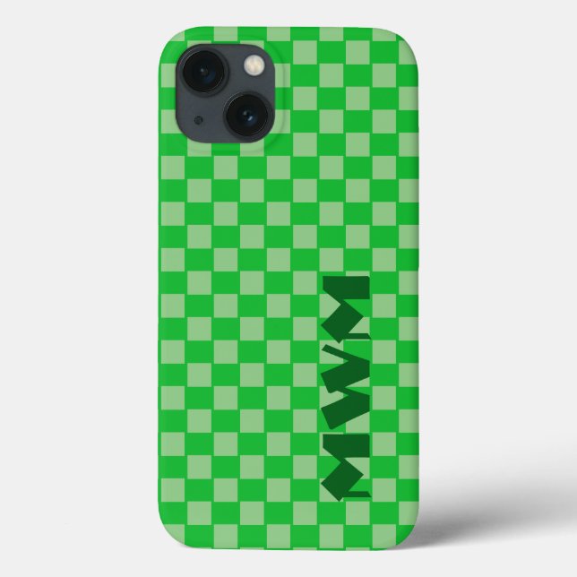 Green Squares Monogram Handy Case (Rückseite)