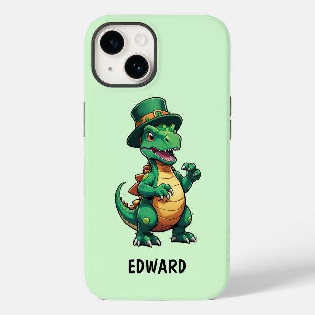 Green St Patrick's Day Dinosaurier Case-Mate iPhone 14 Hülle (Rückseite)