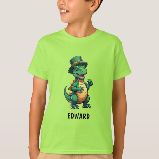 Green St Patrick's Day Dinosaurier T-Shirt (Vorderseite)