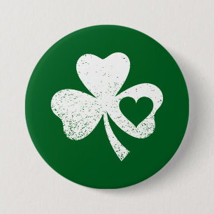 Green St Patricks Day Irish Patty's Heart Kleeblat Button