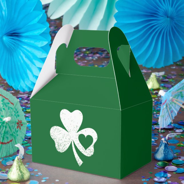 Green St Patricks Day Irish Patty's Heart Kleeblat Geschenkschachtel (Party)