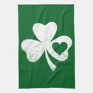 Green St Patricks Day Irish Patty's Heart Kleeblat Geschirrtuch