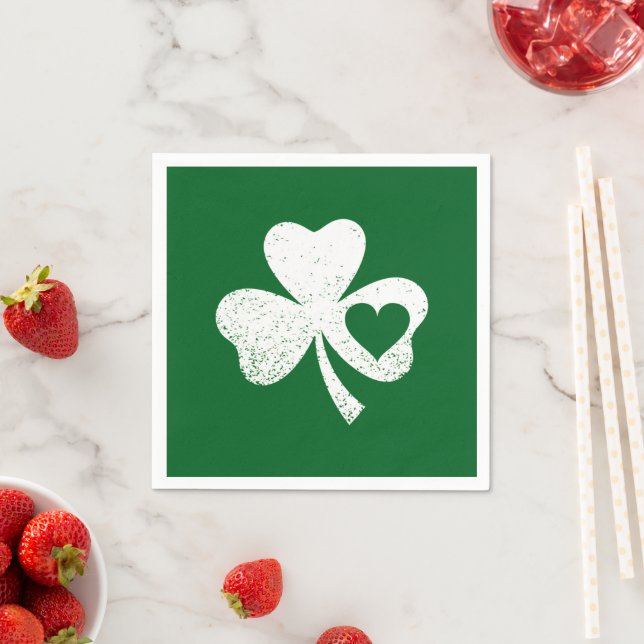 Green St Patricks Day Irish Patty's Heart Kleeblat Serviette (Beispiel)
