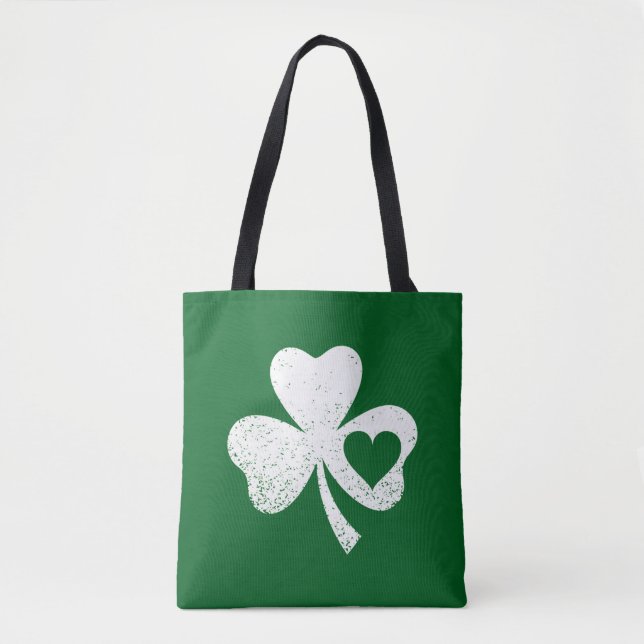 Green St Patricks Day Irish Patty's Heart Kleeblat Tasche (Vorderseite)