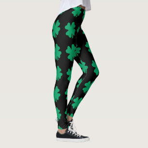 Green St Patrick's Day Kleeblatt Leaf Black Leggings