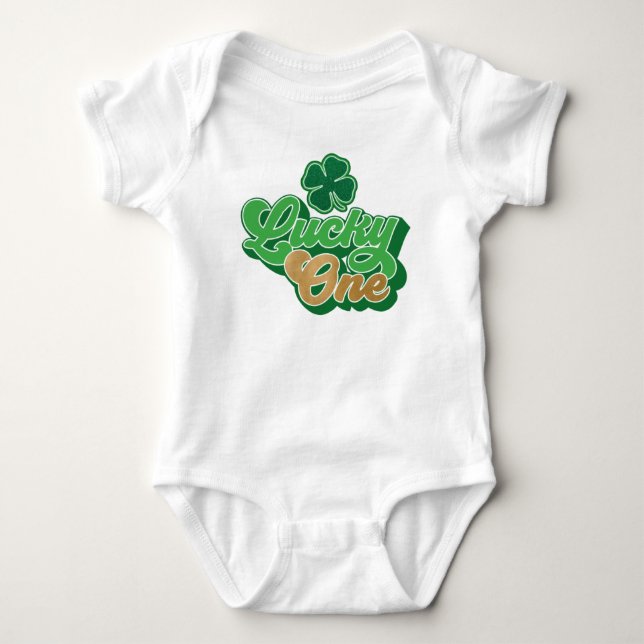 Green St. Patrick's Day Lucky One Baby Bodysuit Baby Strampler (Vorderseite)