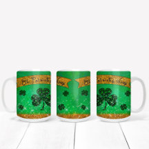 Green St. Patrick's Day mit Kleeblatt und Glitzer
