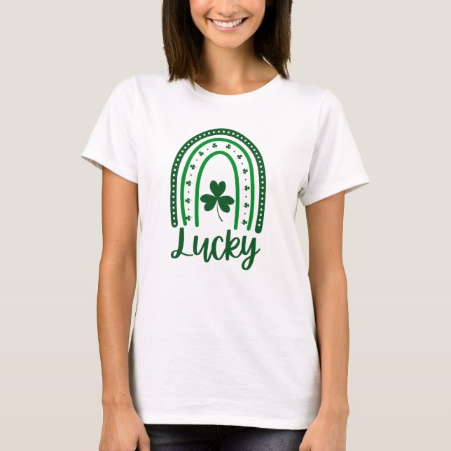 Green St Patrick's Day Rainbow T-Shirt (Vorderseite)