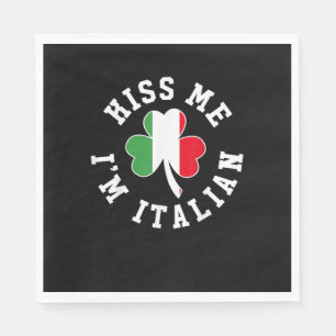 Green St Patricks Day Shirt - Kiss Me I'm Italian Serviette