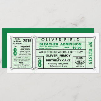 Green Stadium Ticket Baseball Geburtstag Einladung