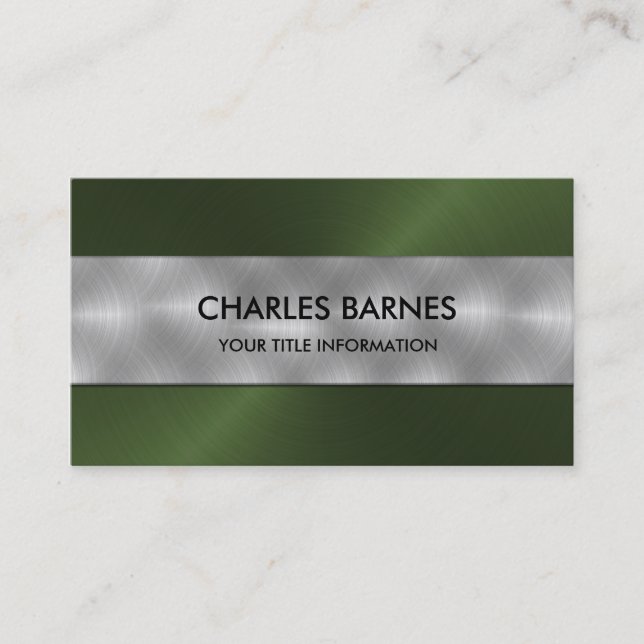 Green Stainless Steel Business Card Visitenkarte (Vorderseite)