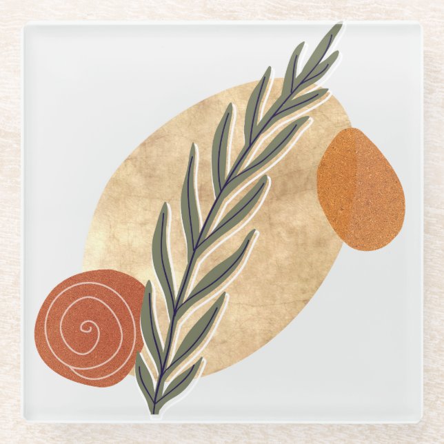 Green Stalk Boho Glasuntersetzer (Vorderseite)