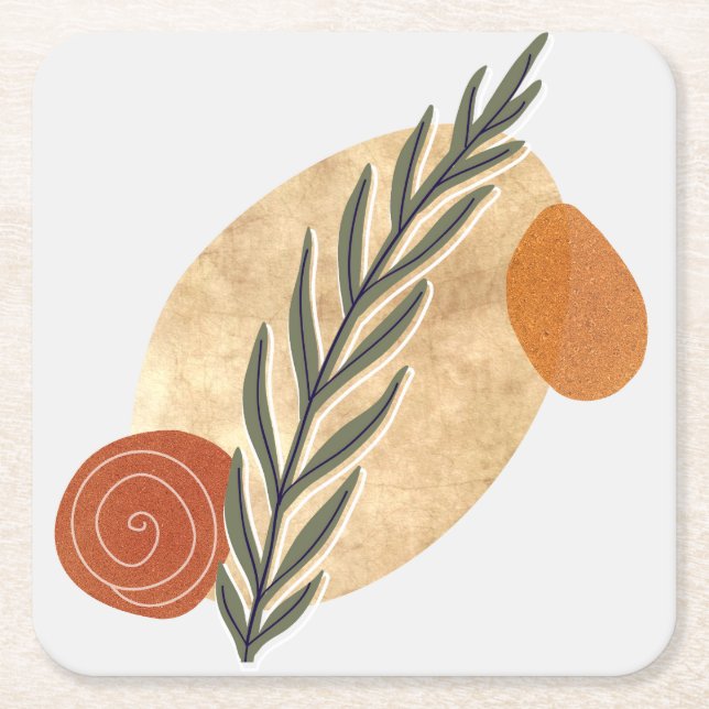 Green Stalk Boho Rechteckiger Pappuntersetzer (Vorderseite)