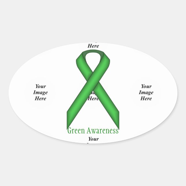 Green Standard Ribbon von Kenneth Yoncich Ovaler Aufkleber (Vorderseite)
