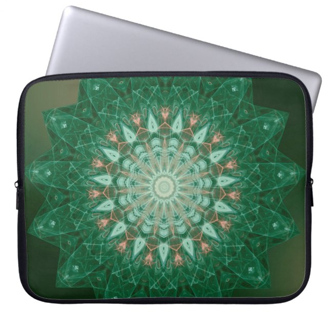 Green Star Mandala Laptopschutzhülle (Vorderseite)