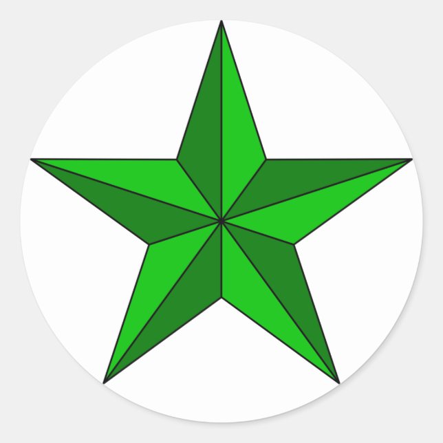 Green Star on Circle Runder Aufkleber (Vorderseite)