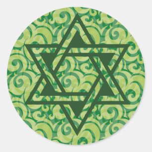 Green Star von David Aufklebern Runder Aufkleber