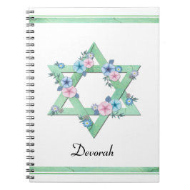 Green Star von David mit pastellfarbenen Blume Notizblock