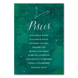 Green Stars Galaxy Mariage carte de siège Poissons