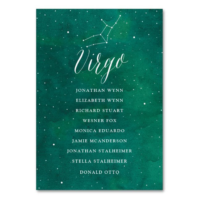 Green Stars Galaxy Mariage Plan de siège Carte Vir (Par défaut)