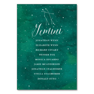 Green Stars Hochzeitskarte Gemini Tischnummer