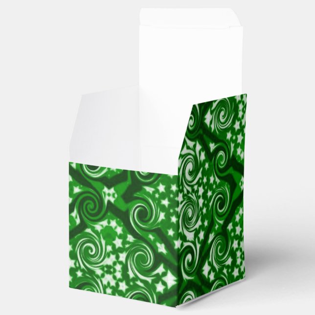 Green Stars und Wirbel Muster Cube Fevor Box Geschenkschachtel (Geöffnet)