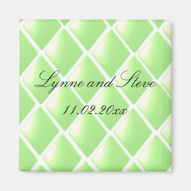 Green Steppdiamant Save the Date Magnet (Vorne)