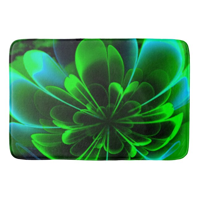 Green Stilized Corolla Bent Up Petals Badematte (Vorderseite)