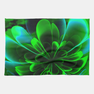 Green Stilized Corolla Bent Up Petals Geschirrtuch
