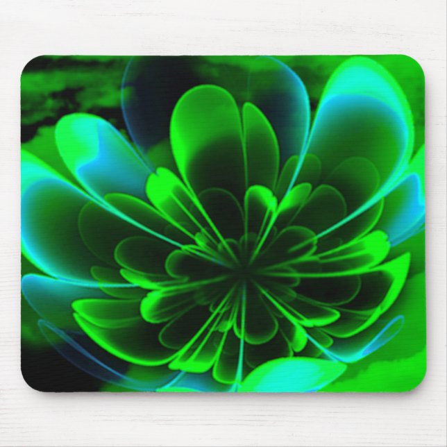 Green Stilized Corolla Bent Up Petals Mousepad (Vorne)