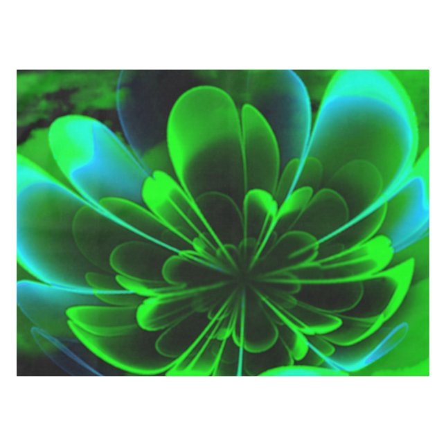 Green Stilized Corolla Bent Up Petals Tischdecke (Vorderseite (Horizontal))