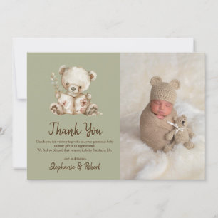 Green Storybook Bear Baby shower photo Merci