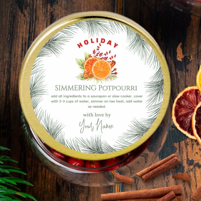 Green Stovetop Christmas  Simmering Potpourri  Runder Aufkleber (Von Creator hochgeladen)