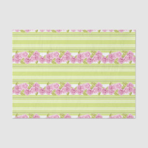 GREEN-STREIFEN UND DELIKATE PINK-BLUME SEIDENPAPIER