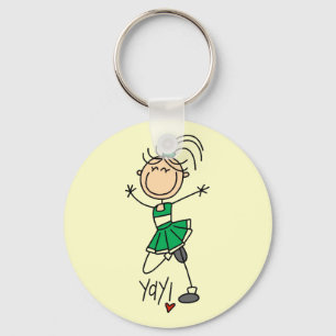 Green Strichmännchen Cheerleader T - Shirt und Ges Schlüsselanhänger