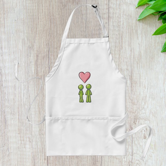 Green Strichmännchen Couple Pink Heart Liebe Schürze (Von Creator hochgeladen)