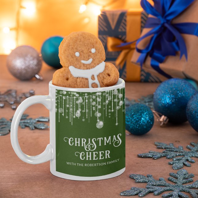 Green String Lights Weihnachts-Party Kaffeetasse (Von Creator hochgeladen)