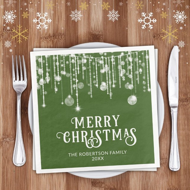 Green String Lights Weihnachts-Party Serviette (Von Creator hochgeladen)