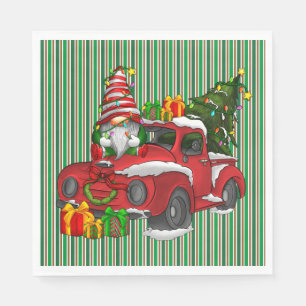Green Strip Christmas Napkins Serviette