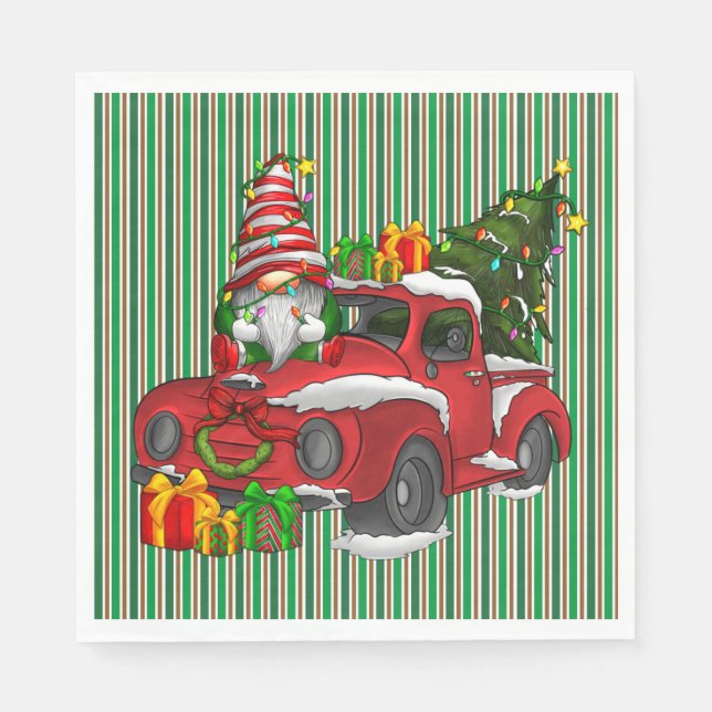 Green Strip Christmas Napkins Serviette (Vorderseite)