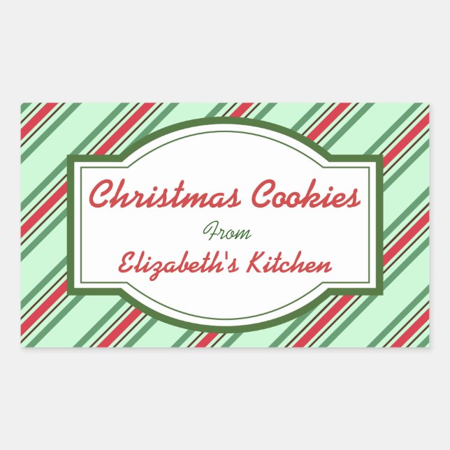 Green Strip Weihnachtskitchkleber Rechteckiger Aufkleber (Vorderseite)