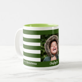 Green Stripe Marine Holiday Foto Collage Zweifarbige Tasse